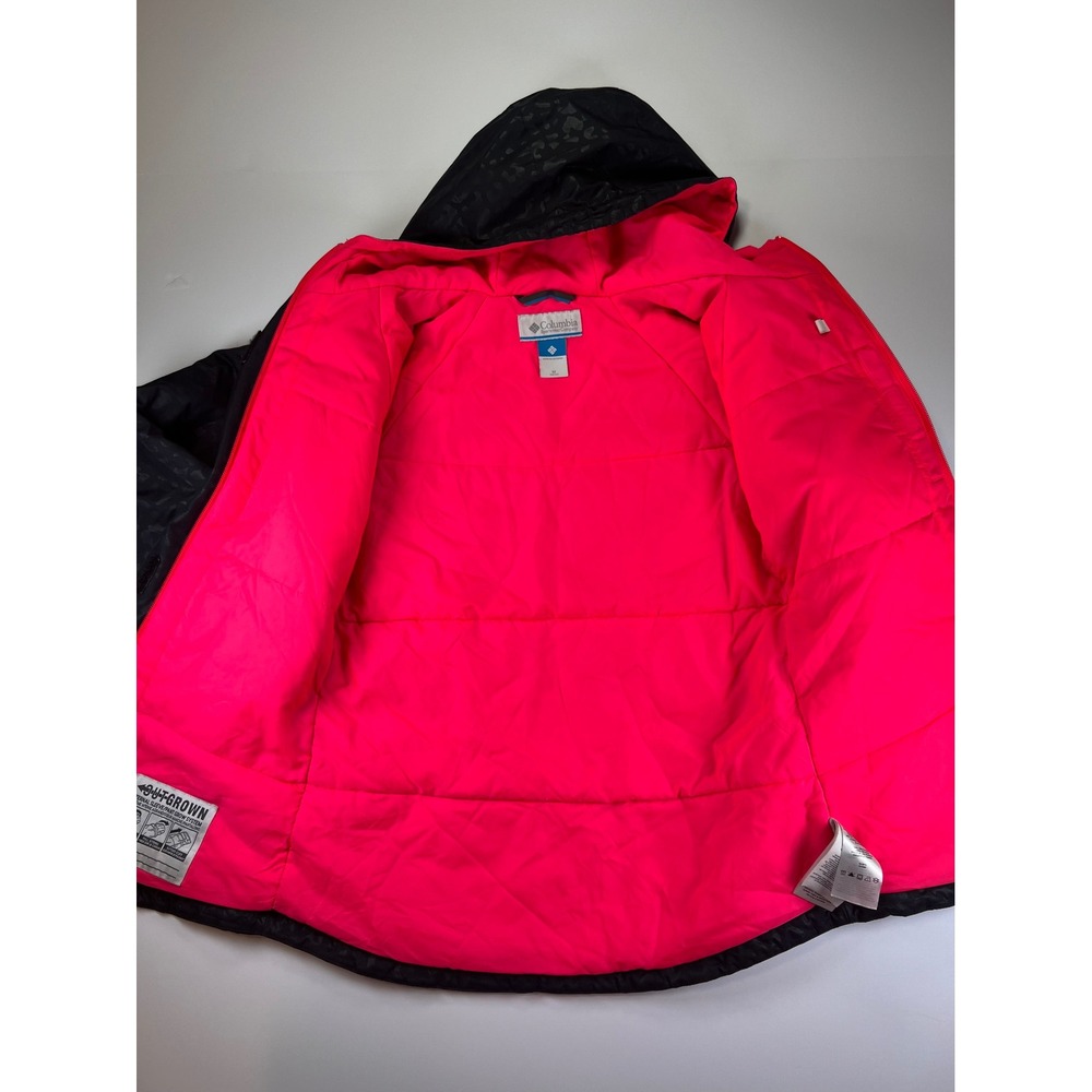 Columbia Winter Jacket Girls M 10/12 Black‎ Leopard Print Outgrown Hooded Parka - Picture 7 of 8